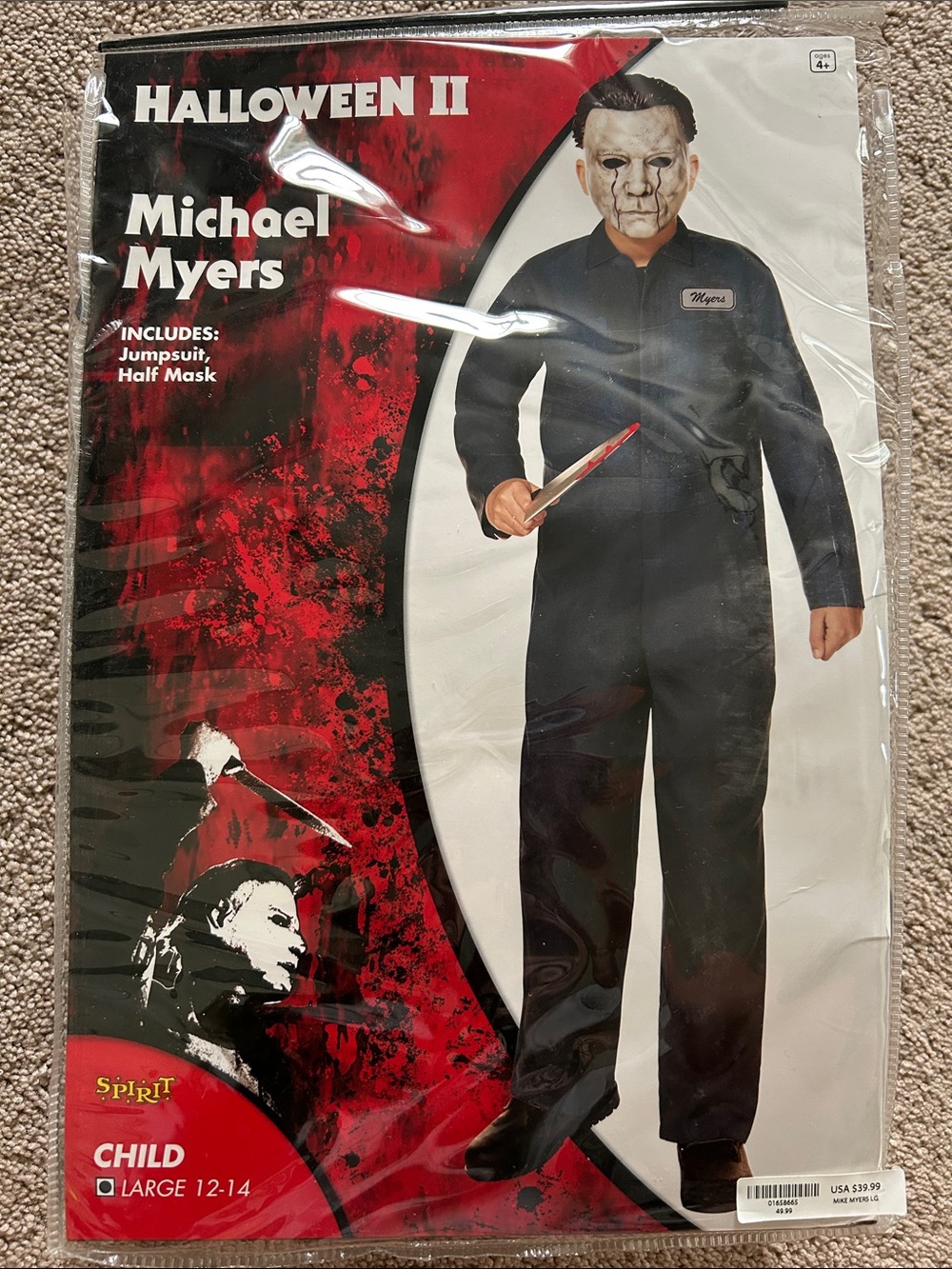Spirit Youth Large Michael Myers Halloween II Costume - Black